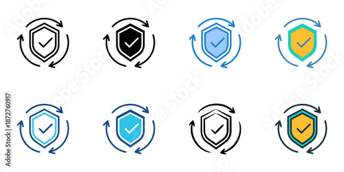 Security Update icons set multiple style collection. Editable stroke 
