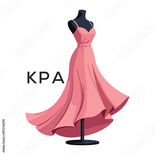 KPA Elegant Pink Dress Logo Design. KPA Fashion Boutique Branding. KPA Clothing Brand Identity Illustration.
