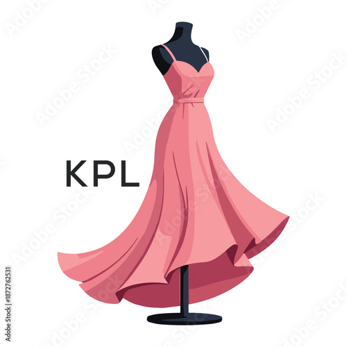 KPL Elegant Pink Dress Logo Design. KPL Fashion Boutique Branding. KPL Clothing Brand Identity Illustration.
