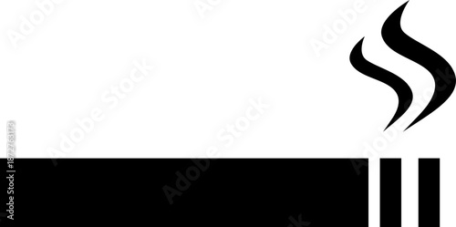 Black Silhouette of a Burning Cigarette with Smoke