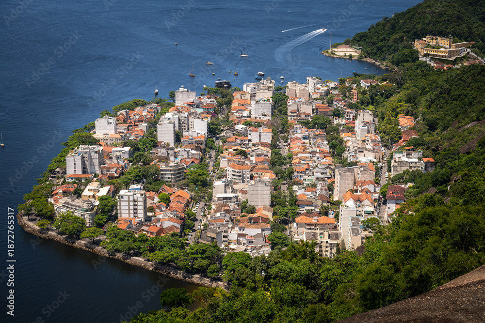 Obraz premium Aerial View of Urca Neighborhood and Guanabara Bay - Rio de Janeiro, Brazil