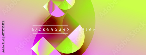 Abstract colorful background. Overlapping shapes create vibrant visual effect. Gradient hues blend smoothly, modern design element.