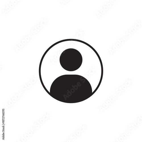 Profile avatar icon in black and white. User account and personal identification symbol