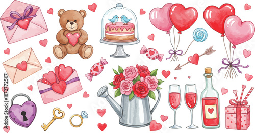 Valentine s day celebration with romantic gifts and decorations
