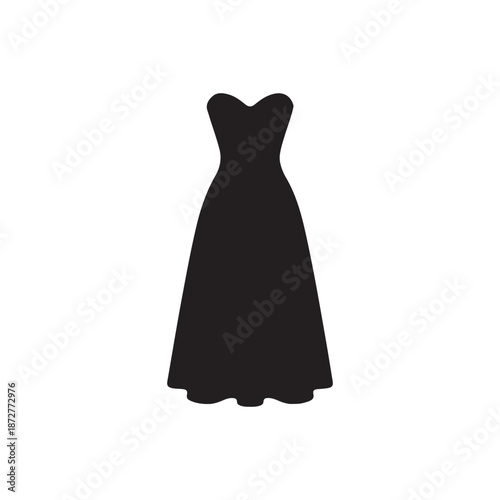 Corset midi dress silhouette vector flat illustration design on white background