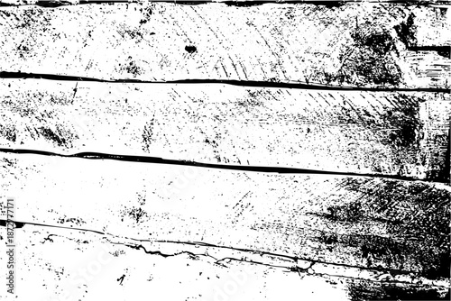 Black and white grunge wood texture featuring distressed grain, scratches, and rough surfaces. Ideal for backgrounds, overlays, graphic design, and vintage creative projects.