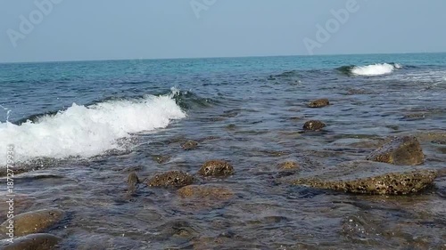 Video capturing a serene coastal area