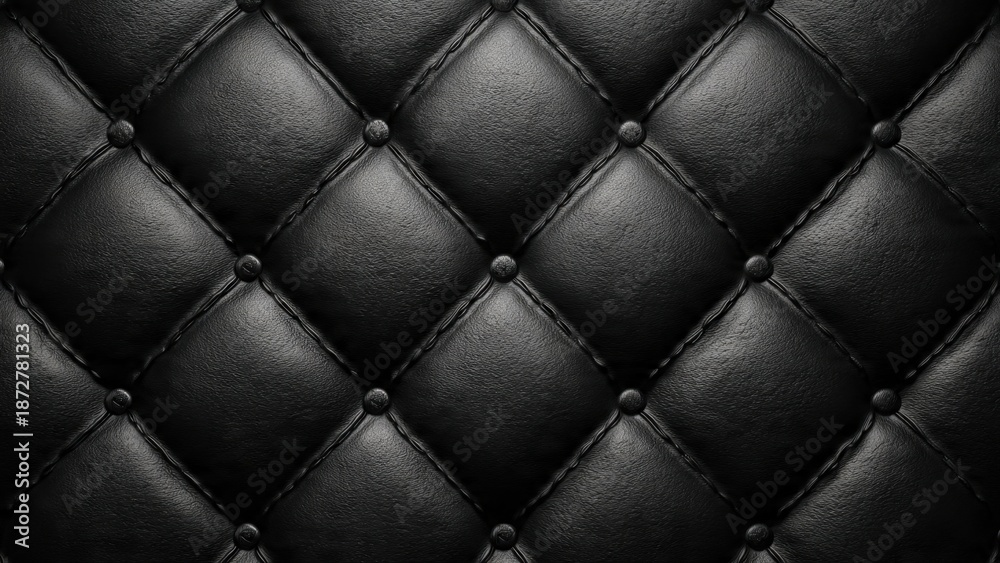 Fototapeta premium Black Leather Tufted Texture Background