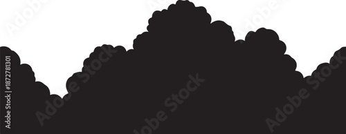 Silhouette of dark clouds against a white background scene