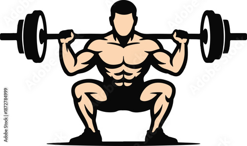 Squat with barbell icon