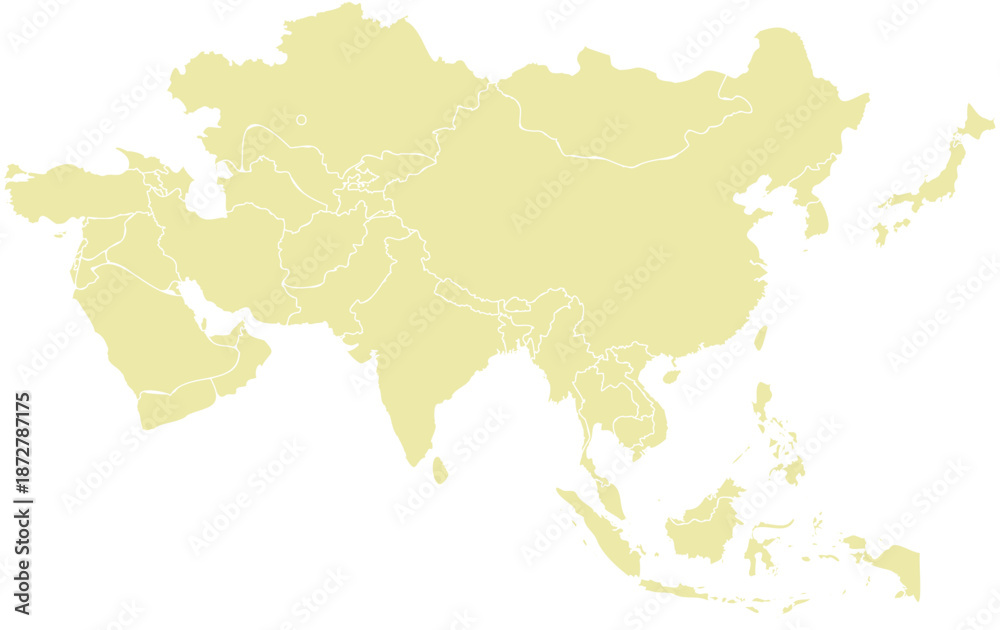 Fototapeta premium Vector Map of Asia with Country Borders
