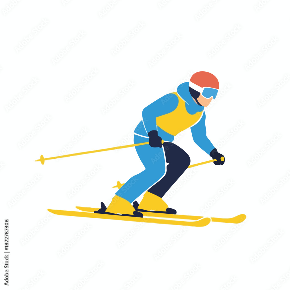 Fototapeta premium Vibrant Skier in Action on Slopes
