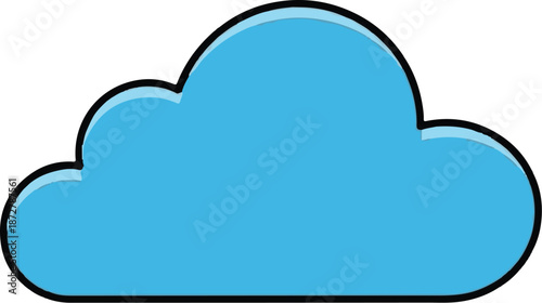 A stylized, cartoonish blue cloud with a black outline and subtle shading