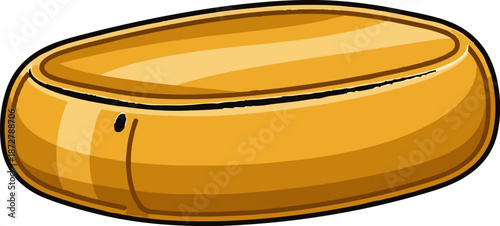 A simple cartoon-style drawing of a golden-brown, oval-shaped object with subtle shading