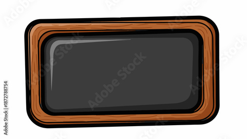 A simple cartoon-style blackboard with a rounded wooden frame