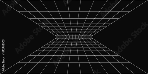 Vaporwave red laser grid angle on black background. Vector illustration of abstract mesh pattern. Retro futuristic 80s sci fi matrix landscape. Classic