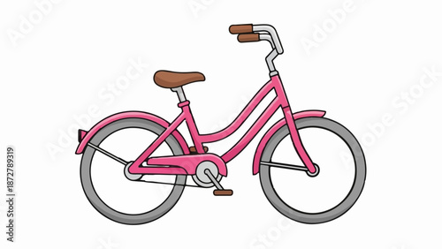 A simple cartoon drawing of a pink bicycle with brown accents