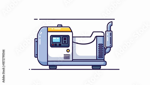 A simple, stylized illustration of a portable generator with a digital display and exhaust pipe