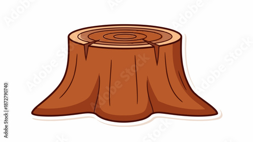 A simple, stylized illustration of a brown tree stump with visible growth rings