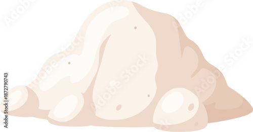 A stylized pile of pale, granular material with rounded contours and subtle shading