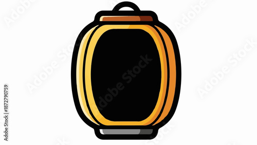 A simple, stylized graphic of a yellow and orange lantern with a black interior