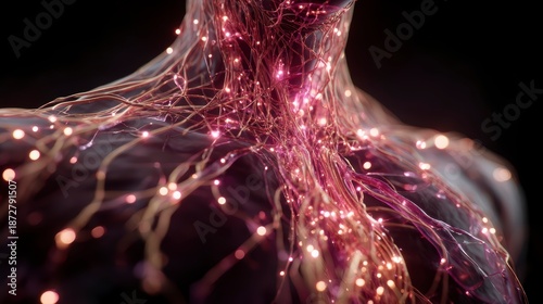 Ethereal Glow of Neural Connections in a Human Form Representation