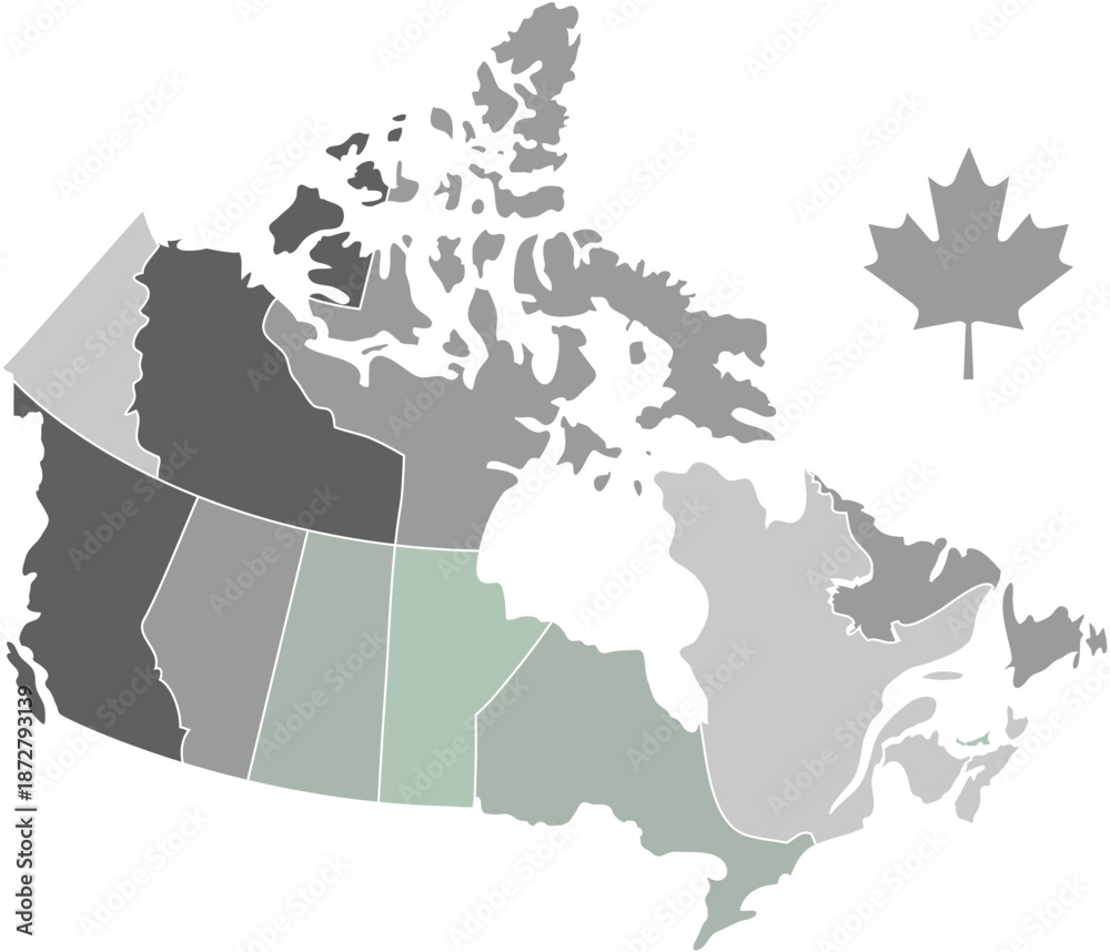 Obraz premium canada map with colours in maple leaf
