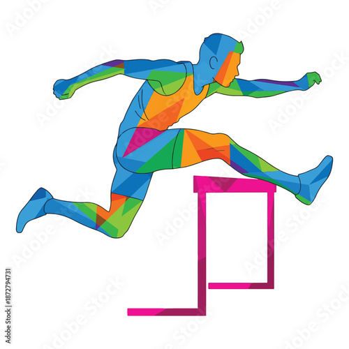 Athletic Hurdler Competing in Race