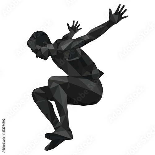 Low Poly Man Performing Parkour Jump