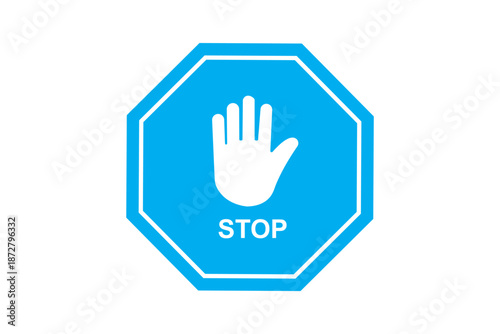 stop work authority icon, stop hand icon over red polygon