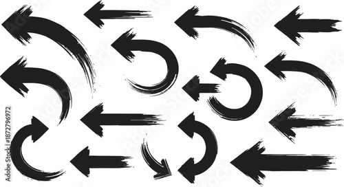 A diverse collection of hand-drawn doodle arrows in various styles and directions, including up, down, left, right, and curved.