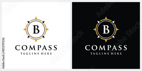 Initial letter B compass logo design, circle logo graphic icon