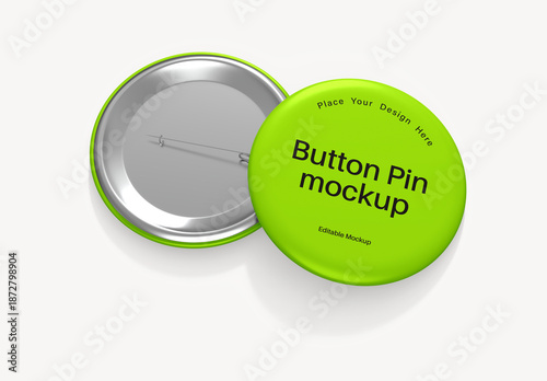 Realistic Round Metal Button Pin Badge Mockup for Logo Branding