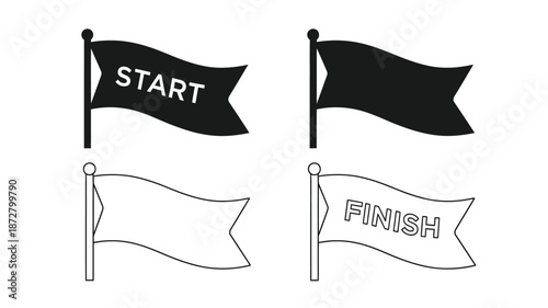 A simple illustration of racing flags with start and finish markers