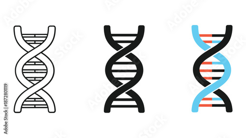 Dna double helix structure illustration set