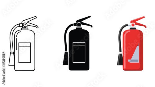 Fire extinguisher icon set in various colors