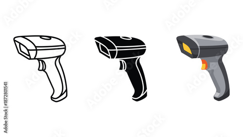 Barcode scanner illustration set