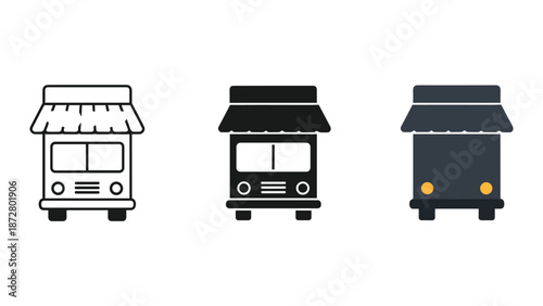 Food truck icons set for restaurant business