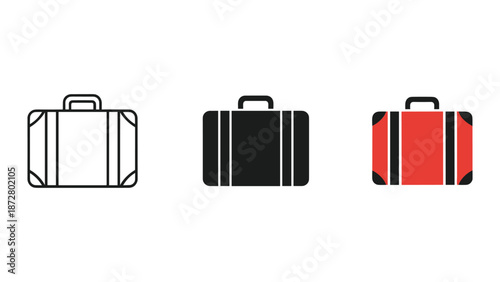 Different color suitcase icon set