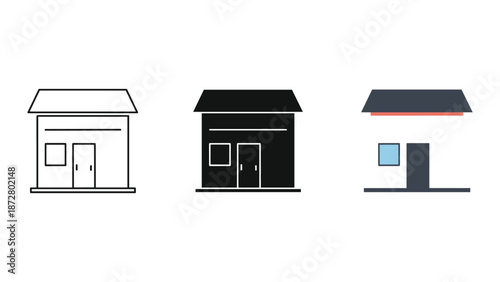Set of simple shop icons in different styles and colors
