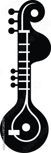 Stylized vector illustration of a sitar