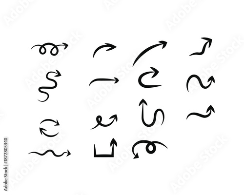 Collection of black arrow icon set for web design 