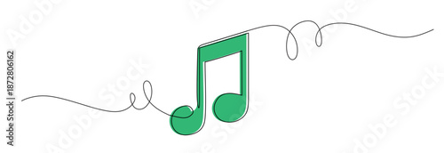 continuous line art of a musical scale or musical note. concept of a note. vector illustration with color