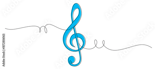 continuous line art of a musical scale or musical note. concept of a note. vector illustration with color