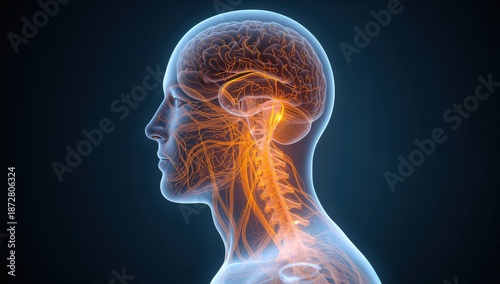 Scientific illustration of human nervous system for healthcare and anatomy study