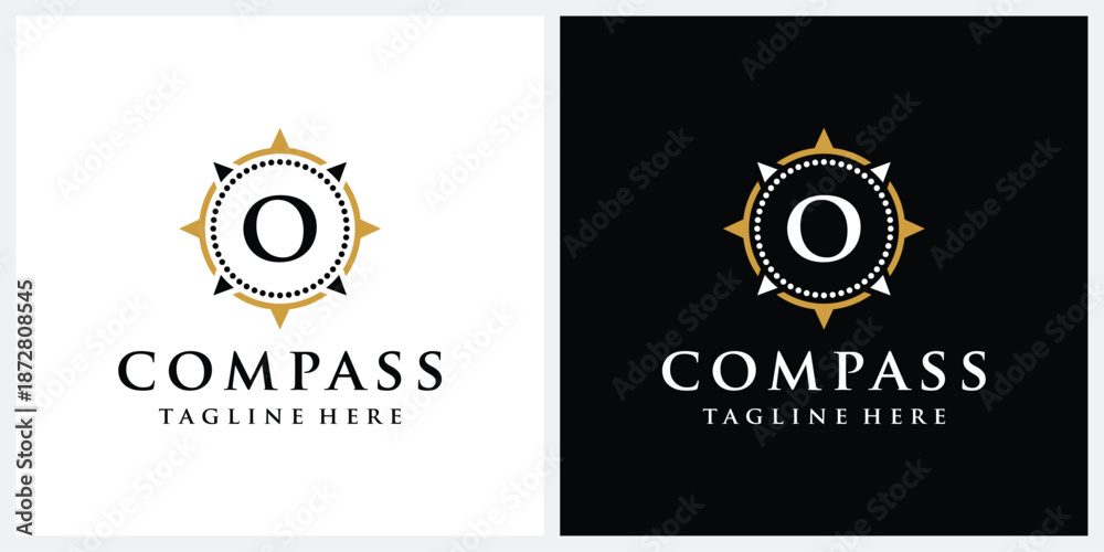 Fototapeta premium Initial letter O compass logo design, circle logo graphic icon