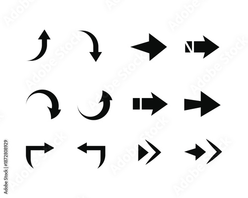 Collection of black arrow icon set for web design 
