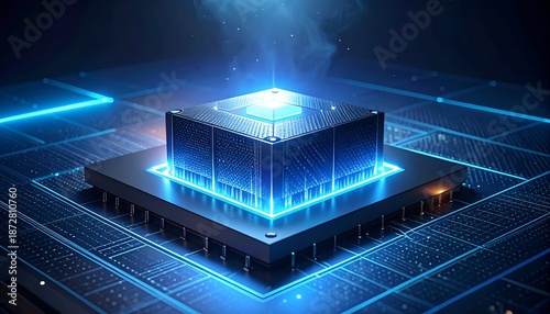 Cubed processor with luminous energy glow, digital data circuits