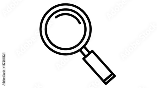 Magnifying glass illustration on a plain white background viewed from a straightforward angle