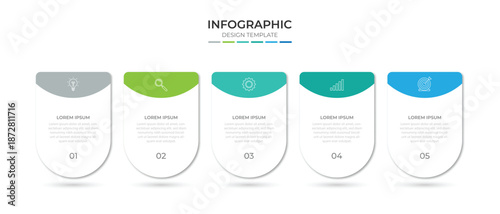 Infographic design template with icons and 5 options or steps. Can be used for process diagram, presentations, workflow layout, banner, flow chart, info graph